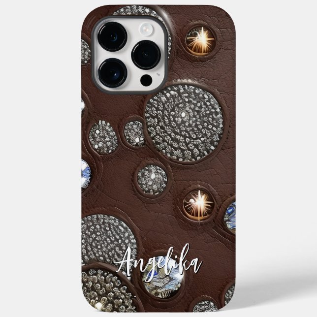 Personalised Faux Leather Abstract Minimalist  Case-Mate iPhone Case (Back)