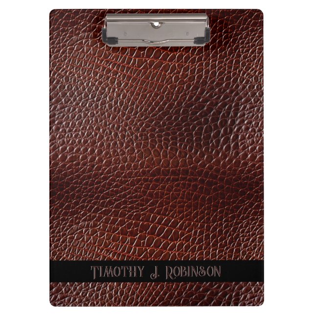 Personalised Faux Leather Brown Embossed Clipboard (Front)