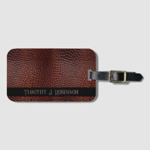 Personalised Faux Leather Brown Embossed Luggage Tag