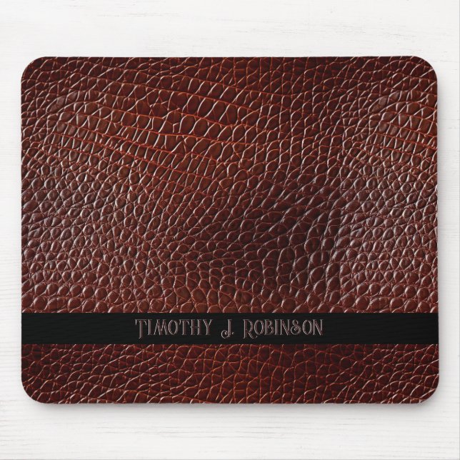 Personalised Faux Leather Brown Embossed Mouse Mat (Front)