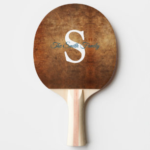 Personalised Faux Leather Family Name Monogram  Ping Pong Paddle
