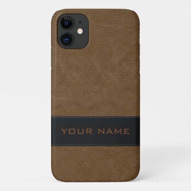 Personalised Faux Light Brown Leather Case-Mate iPhone Case (Back)