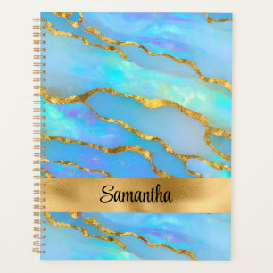 Personalised Faux Opal Stone and Gold Planner