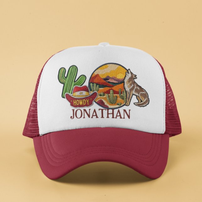 Personalised Faux Patches Howdy Western Cowboy Trucker Hat (Creator Uploaded)