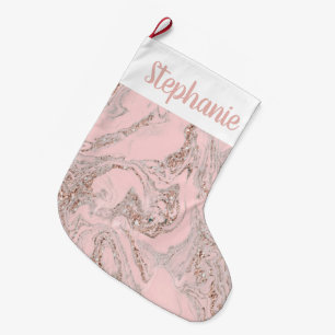 Personalised Faux Pink Marble Large Christmas Stocking