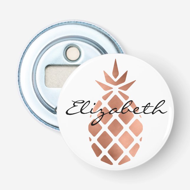 Personalised faux rose gold foil pineapple bottle opener (Front)