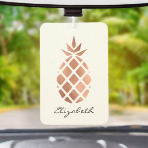 Personalised faux rose gold foil pineapple car air freshener