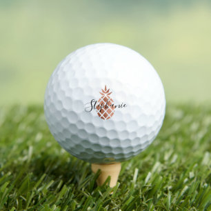 Personalised Faux Rose Gold Foil Pineapple Golf Balls
