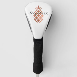 Personalised Faux Rose Gold Foil Pineapple Golf Head Cover