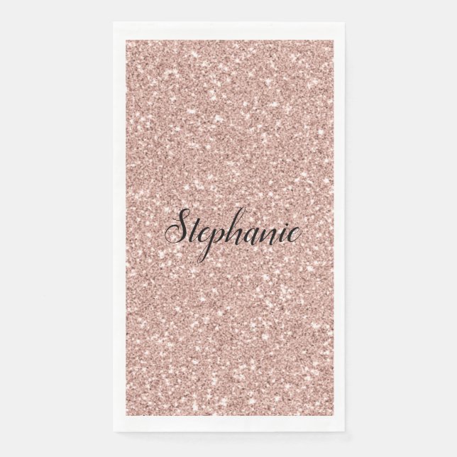 Personalised Faux Rose Gold Glitter   Napkin (Front)