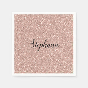 Personalised Faux Rose Gold Glitter  Napkin