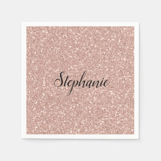 Personalised Faux Rose Gold Glitter Napkin