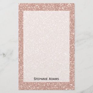Personalised Faux Rose Gold Glitter Stationery
