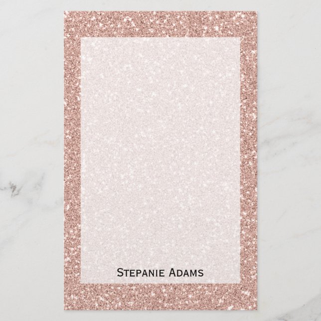 Personalised Faux Rose Gold Glitter Stationery (Front)