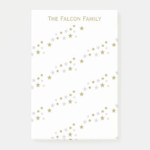 Personalised Faux Silver Gold Stars Pattern Post-it Notes