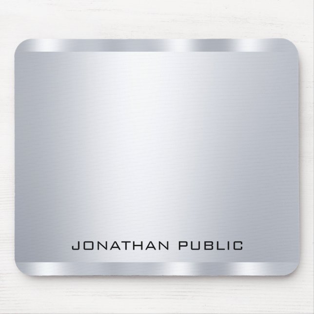 Personalised Faux Silver Metallic Look Template Mouse Mat (Front)