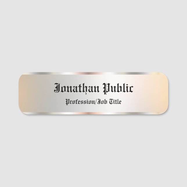 Personalised Faux Silver Template Calligraphy Text Name Tag (Front)