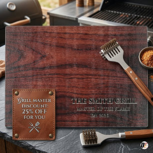 Personalised Faux Wood BBQ Grill Master Glass Cutting Board