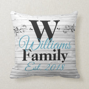 Personalised Faux Wood Family Monogram Cushion