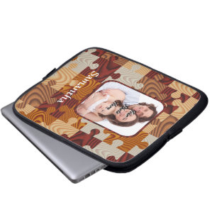 Personalised faux wood jigsaw laptop sleeve