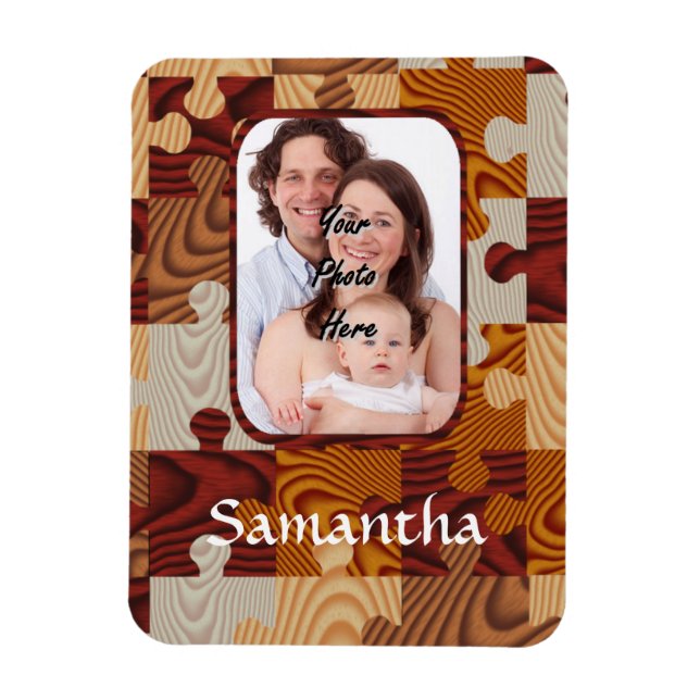 Personalised faux wood jigsaw magnet (Vertical)