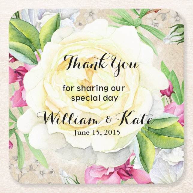 personalised Favor wedding coaster Thank you (Front)