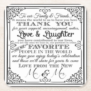 personalised Favor wedding coaster Thank you