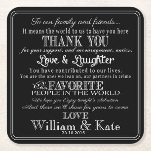 personalised Favor wedding coaster Thank you