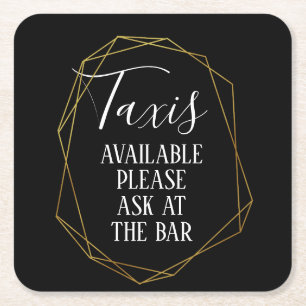 personalised Favour wedding coaster Taxis geometri
