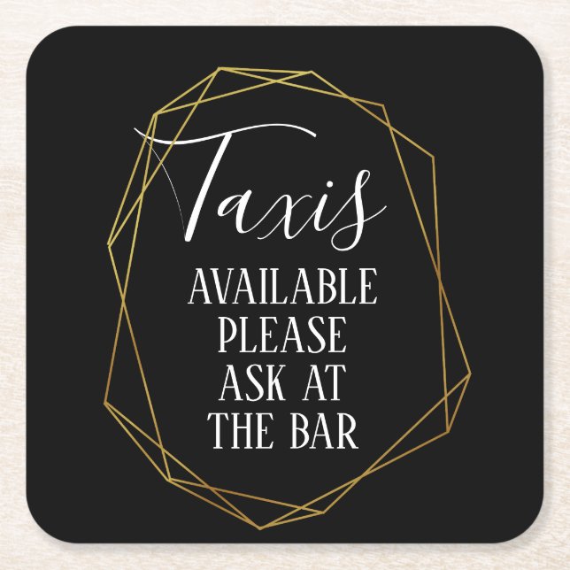 personalised Favour wedding coaster Taxis geometri (Front)