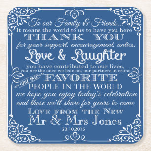 personalised Favour wedding coaster Thank you