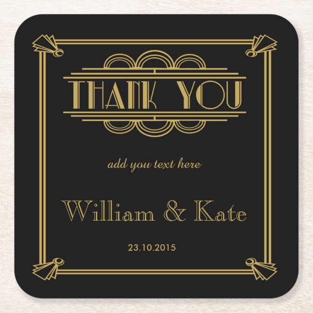 personalised Favour wedding coaster Thank you (Front)
