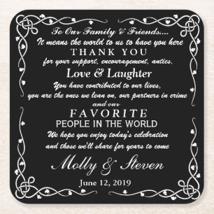 personalised Favour wedding coaster Thank you