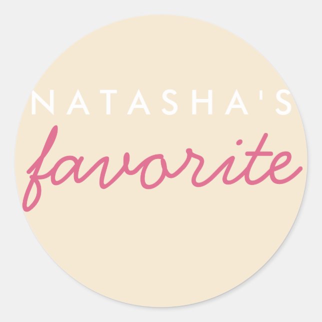 Personalised Favourite Blush Champagne Classic Round Sticker (Front)
