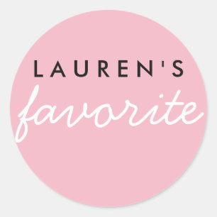 Personalised Favourite Pink and White Classic Round Sticker