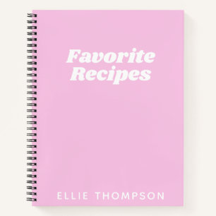 Personalised Favourite Recipes Typography in Pink Notebook