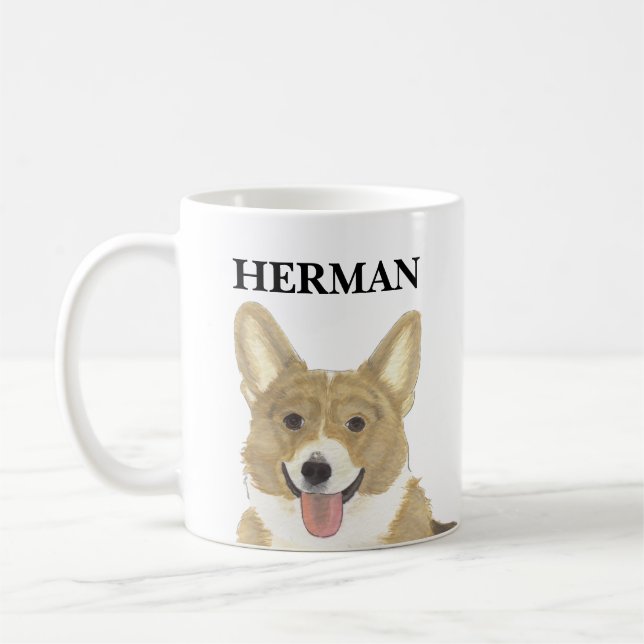Personalised Fawn and White Corgi Coffee Mug (Left)