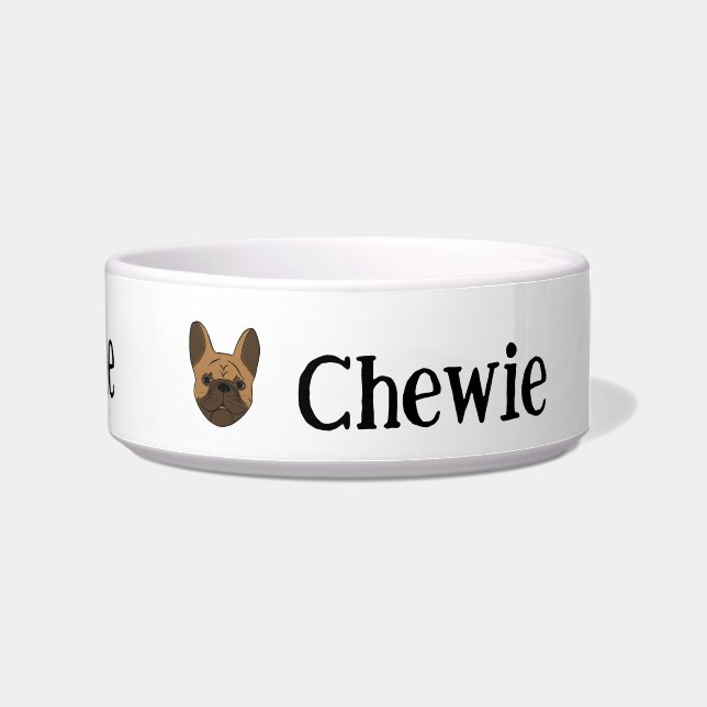 Personalised Fawn French Bulldog Ceramic Dog Bowl (Right)