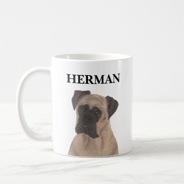 Personalised Fawn Masked Boxer Coffee Mug (Left)