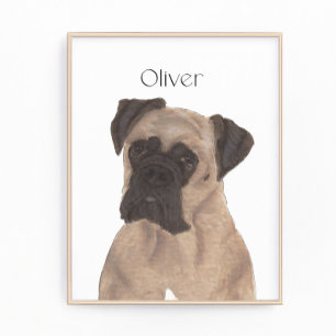 Personalised Fawn Masked Boxer Photo Print