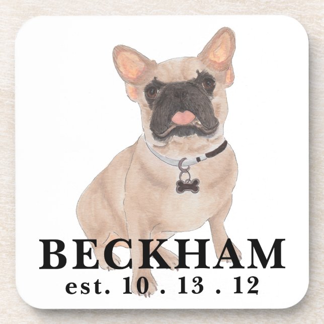 Personalised Fawn Masked Frenchie French Bulldog Coaster (Front)