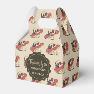 Personalised Fawn PUGS Doughnuts Favour Gable Box