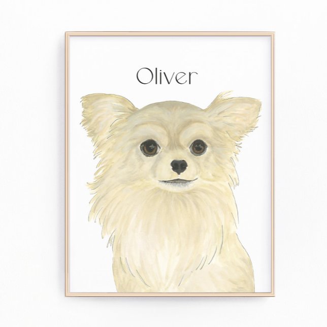 Personalised Fawn Tan Long Haired Chihuahua Art Photo Print (Creator Uploaded)