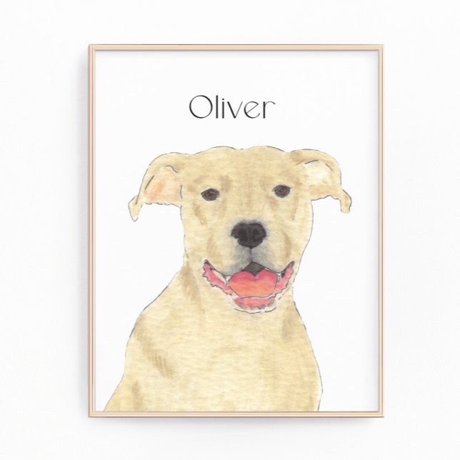 Personalised Fawn Tan Pitbull Staffy Dog Art Photo Print (Creator Uploaded)