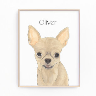 Personalised Fawn Tan Short Haired Chihuahua Art Photo Print