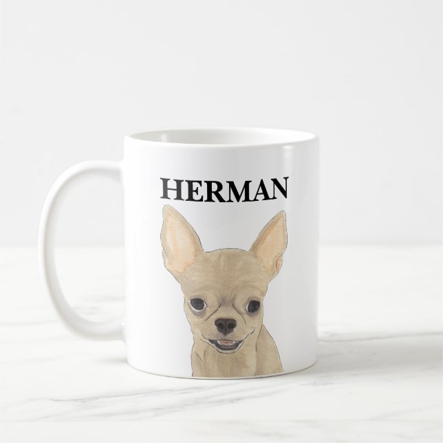 Personalised Fawn Tan Short Haired Chihuahua Coffee Mug (Left)