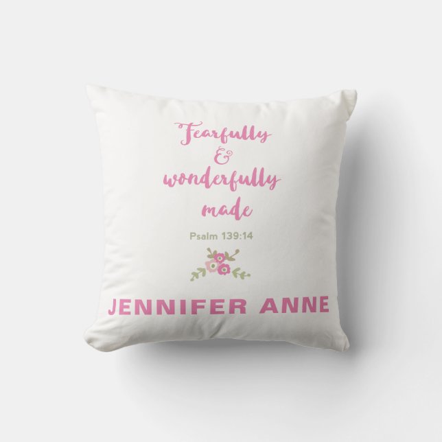 Personalised Fearfully and Wonderfully Made Pillow (Front)