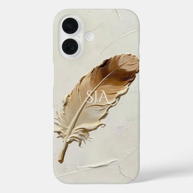 Personalised Feather 3D Impasto Warm Neutral Case-Mate iPhone Case (Back)