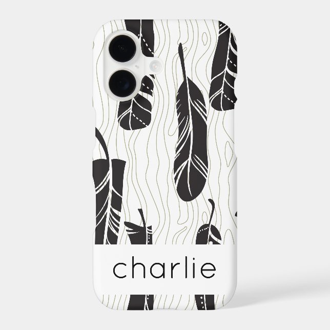 Personalised Feather and Wood background pattern  (Back)