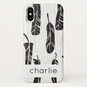 Personalised Feather and Wood background pattern  iPhone X Case